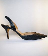Manolo Blahnik Black Pointed Toe Slingback Stiletto Heels EU 40 Leather picture