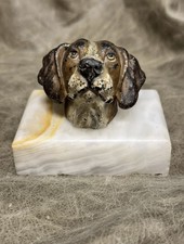 ANTIQUE COLD-PAINTED BRONZE & ONYX ST. BERNARD DOG PAPERWEIGHT picture