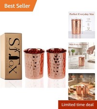 Handcrafted Hammered Copper Tumblers - 2 pcs. Set for Stylish Hydration 312 ml picture