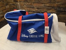 Disney Cruise Line Large Blue & White Duffel Bag with Red Straps picture