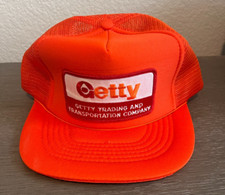 Vintage Getty Trading & Transportation Orange Snapback Trucker Hat picture