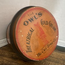 The Owl Drug Co. Theatrical Cold Cream Round Advertising Tin Orange/Red/Black picture
