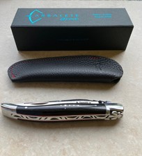 Arbalete Genes David, Stainless Steel, 4.8in, Folding Knife, Forged Ebony & Etui picture