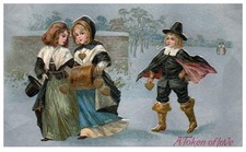 Vintage 1910s Postcard Pilgrim Children A Token of Love Valentine 1911 Posted picture
