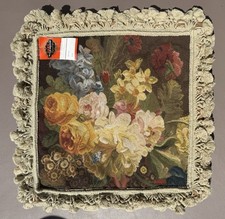 Aubusson Style Needlepoint Pillow COVER ONLY French Country Tassel 14