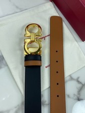 Ferragamo belt mens Reversible Gold Buckle authentic NWT picture