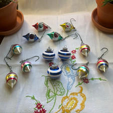 13 Piece Vintage Style Glass Christmas Tree Ornaments picture