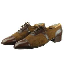 BALLY Oxfords Dress Shoes Vintage Captoe Sz. 10 M Brown Suede Leather ITALY Men picture