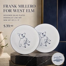 Frank Millero West Elm Plates Dog Bike Sketches Abstract Set Of 2 picture