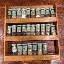 McCormick 3-Tier Wooden Spice Rack 27 Green Lid Jars Vintage (can Hold 30) picture