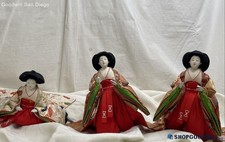 Vintage Japanese Hina-dolls set of 3 in Kimono Three Court Ladies No2 c1920s picture