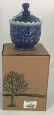 Keepsake Candles-Bartlesville OK VTG Blue Jam Jar candleholder- New Old Stock picture