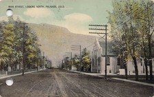 Palisade Colorado Main Street Grand Mesa Mountain Small Town Vtg Postcard 41A picture