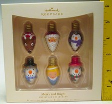 Contemporary Hallmark Merry and Bright Miniature Ornament Collection Set 6 MIB picture