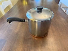 RARE 1947 Vtg Revere Ware 4 Qt Saucepan Pot w/ Lid Stainless Steel Copper Bottom picture
