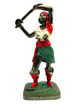 vtg K&O 20s 30s Bronze Flapper Pirate cold painted Sculpture bookend picture