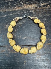 Hand Carved Skull Bead Bracelet, Bone Skull Bracelet, Memento Mori Jewelry, Adj picture