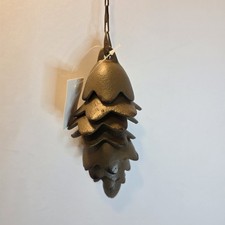Rustic CAST IRON Garden Yard Art 6 Inch Pine Cone Shaped Wind Chime- 12” w/chain picture