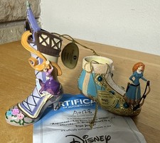 2 Disney Once Upon A Slipper Ornament Bradford Exchange W/COA Rapunzel & Merida picture