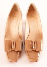 Christian Louboutin 36 Nude Patent Leather Chunky Heel With Bow Womens Italy  picture