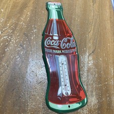 Original 1950s Coca Cola Bottle Working Thermometer Metal 17