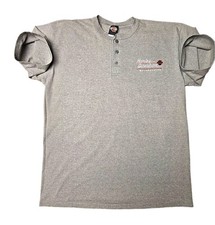 Harley-Davidson Men's XL Fairbanks Alaska Gray 3-Button Henley Shirt picture