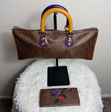 ETRO Rare East West Paisley Satchel Zip Bag w/ Wallet Brown Multicolor picture
