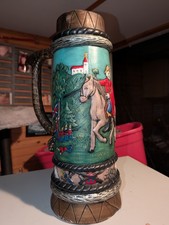 vintage hand-painted  beer stein  depicting scenes from the American Revolution picture