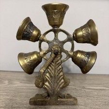 Vintage Hand Cranked Spinning Ferris Wheel Bells Cast Iron 7.5”x6.25” picture