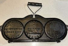 16” Antique Mrs. Shaeffers Cast Iron Cake Griddle Foldable Kentucky Griddle 1889 picture