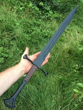 Custom D2 Steel Hand Forged Sword With G-10 Micarta Handle Black Leather Sheath picture