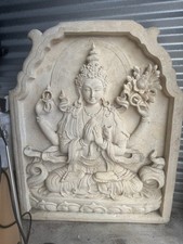 Large striking Balinese relief Sand Stone Panel 3'x4' of four armed Chenrezig picture