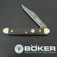 Boker Solingen Germany Damascus Pocket Knife Bog Oak 008/500 Limited Ed NIB picture