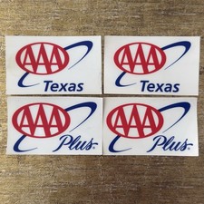 4 VTG AAA Texas Plus Automobile Association Sticker Decal Set Gas Oil Sign Promo picture