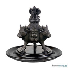 Vintage Italian Renaissance Bronze Grand Tour Figural Bull Library Inkwell picture