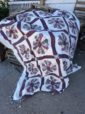 Vintage Flower Patchwork Quilt Cottage Core Americana 83X93 picture