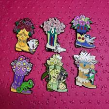 Disney Princess Boot Flower Theme Character Trading Pin Set Lot of 6 picture