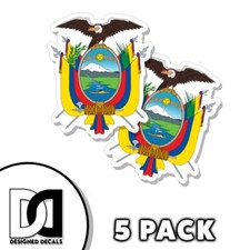 Ecuador Crest Sticker Self Adhesive 3 inch Ecuadorian flag Decals 5pk picture