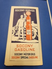 VINTAGE 1929 SOCONY NEW YORK ROAD MAP GAS STATION PUMP MOTOR OIL NICE picture