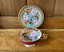 Vintage Ardalt Lenwile Japan Handpainted Porcelain Teacup & Saucer Set 6522 picture