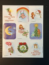 Vintage 80’s Plus Mark CARE BEARS Christmas Sticker Sheet - RARE picture