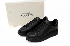 Alexander McQueen Oversized Sneakers Full Black Leather Men Women Platform Casua picture