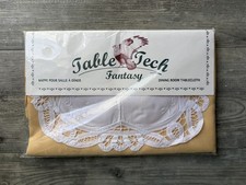 NWOT Vintage 60” Round Tablecloth Gold Lace Made in Canada picture