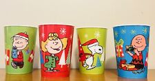 NEW 4 Peanuts Christmas Kids Plastic Tumblers Linus/Lucy/SnoopyCharlie Brown picture