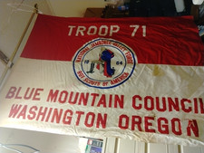 1964 Boy Scout National Jamboree Valley Forge Troop 71 Flag Signed . 3x5 Feet  picture