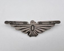 Early 1940's Navajo Sterling Silver Stamped Thunderbird Pin Brooch 2 5/8