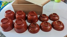 Wajima Nuri Lacquerware Wooden Bowl & Lid Set Hand Painted w/ Box from 1980s picture