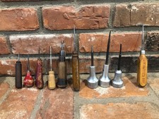 Vtg  Antique Primitive Awl Hole Punch Scratch Ice Pick Lot Detroit City Products picture