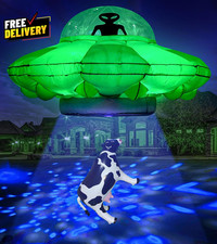 Alien Party Decorations 4.2FT Hanging UFO Cow Abduction Inflatable Alien Infl... picture