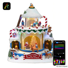 Christmas Village carnival Animated Musical Arctic scene elf double rotation fun picture